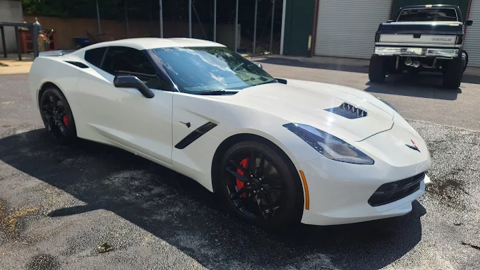 White Corvette exterior detail